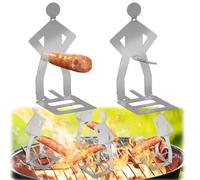 Juego de 2 soportes para barbacoa de acero inoxidable, 20,5 x 7,5 cm, de acero inoxidable 304, soporte creativo para salchichas, accesorios duraderos y accesorios para barbacoa para barbacoa de gas y