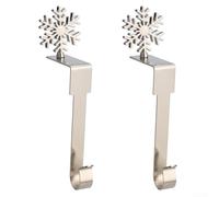 Juego de 2 soportes para calcetines de Navidad para estante de mantel, ganchos de acero inoxidable con patrones festivos de invierno, diseño antideslizante que sostiene medias de hasta 10 libras sin