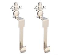 Juego de 2 soportes para calcetines de Navidad para estante de mantel, ganchos de acero inoxidable con patrones festivos de invierno, diseño antideslizante que sostiene medias de hasta 10 libras sin