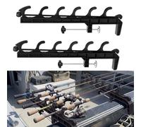 Juego de 2 soportes para cañas de pescar para camión, 6 ganchos, ABS, 2 unidades, material ABS, 6 ganchos por rack, se adapta a camiones, barcos, autocaravanas, barandillas, fácil montaje.
