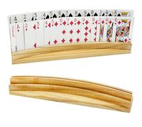 Juego de 2 soportes para cartas de madera maciza para personas mayores, bandejas para cartas de juego para puente, canasta estrategia, pie y mano