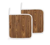 Juego de 2 soportes para ollas con textura de grano de madera para cocina, resistentes al calor, almohadillas calientes para horno, soportes para ollas de tela, decoración para cocinar, hornear, 8 x 8