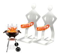 Juego de 2 Soportes Para Salchichas de Acero Inoxidable-Diseño Creativo de "Hombre de Pie" Utensilios Para Parrillas de Gas Y Acampada Al Aire Libre