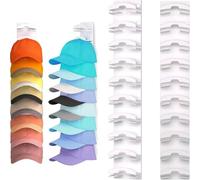 Juego de 2 soportes para sombreros de pared con fuerte agente de unión para béisbol y gorros, no se necesitan herramientas para la instalación (blanco)