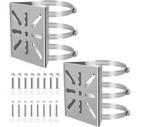 Juego de 2 soportes universales de acero inoxidable para mástil para cámaras de vigilancia, montaje vertical y horizontal, montaje en metal, soporte de esquina con 3 abrazaderas ajustables para tubos