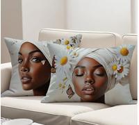 Juego de 2 Suave Lino Funda Cojin 40x80 cm África Cojines Exterior Rectangular Mujer Decorativo Funda Almohada, Decoración Moderna para el Hogar Fundas de Cojines 40 x 80 cm Regalo de Mujer R-1316