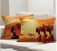 Juego de 2 Suave Terciopelo Funda Cojin 25x45 cm África Cojines Exterior Rectangular Mujer Decorativo Funda Almohada, Decoración Moderna para Hogar Fundas de Cojines 25 x 45 cm Regalo de Mujer R-1336