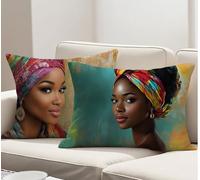 Juego de 2 Suave Terciopelo Funda Cojin 40x60 cm África Cojines Exterior Rectangular Mujer Decorativo Funda Almohada, Decoración Moderna para Hogar Fundas de Cojines 40 x 60 cm Regalo de Mujer R-1305