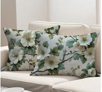 Juego de 2 Suave Terciopelo Funda Cojin 40x60 cm Verde Cojines Exterior Rectangular Flor Decorativo Funda Almohada, Decoración Moderna para el Hogar Fundas de Cojines 40 x 60 cm Regalo de Mujer R-2359