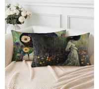 Juego de 2 Suave Terciopelo Funda Cojin 40x80 cm, Cojines Exterior Jardin Impermeable, Flor Fundas de Cojines, Suave Transpirables sin Arrugas, Chica, para Verano Decoración del Hogar, Regalos S-24
