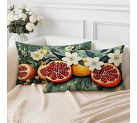 Juego de 2 Suave Terciopelo Funda Cojin 50x80 cm, Cojines Exterior Jardin Impermeable, Granada Fundas de Cojines, Suave Transpirables sin Arrugas, Flor, para Decoración del Hogar Sofá, Regalos S-2912