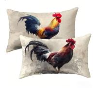 Juego de 2 Suave Terciopelo Funda Cojin Rectangular Funda Cojin Rectangular 40x60 cm, Cojines Exterior Jardin Animal Funda Almohada, para Decoración Sofa Patio Balcón Fundas de Cojines Gallo, E-10756