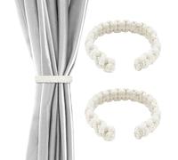 Juego de 2 Sujetadores de Cortina, Lazos de Cuerda Estilo Boho Elegante para hogar, Oficina, Sala de Estar y Dormitorio (Blanco)