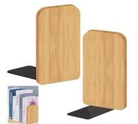 Juego de 2 sujetalibros de Madera de Haya, 1 Pares de sujetalibros, 17 x 12 x 10,5 cm, estantería de Madera para Libros Pesados, CD, Discos de Vinilo, sujetalibro deMadera, para Oficina, Biblioteca