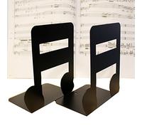 Juego de 2 sujetalibros, diseño de notas musicales, para niños y amantes de la música, decoración para el hogar o la oficina, de metal rígido