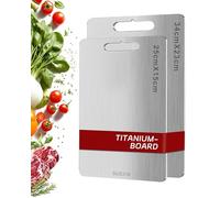 Juego de 2 tablas de cortar de titanio, sin BPA, acero inoxidable S316 con revestimiento de titanio, doble cara utilizable para carne, pan, verduras y frutas 2pcs5
