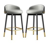 Juego de 2 taburetes altos de bar con respaldo, patas de metal negro, tapicería de piel sintética, sillas de isla de cocina, pub y bistró, muebles modernos de bar