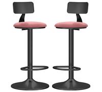 Juego de 2 taburetes Altos de Bar de Terciopelo, taburetes Altos de Bar con elevación Manual, giratorios y reposapiés de Metal, taburetes de Comedor de Respaldo bajo para Isla de Cocina, Desayuno