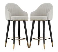 Juego de 2 taburetes altos de terciopelo para bar, giro de 360°, respaldo alto, reposapiés, diseño tapizado ligero, fácil montaje, perfecto para la cocina o el bar.