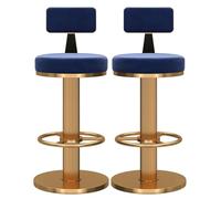 Juego de 2 taburetes Altos y Resistentes para Barra de Desayuno, con Giro de 360°, Altura Ajustable, Respaldo bajo, reposapiés y Base de Metal. Ideales para Islas de Cocina y comedores (Azul