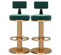 Juego de 2 taburetes Altos y Resistentes para Barra de Desayuno, con Giro de 360°, Altura Ajustable, Respaldo bajo, reposapiés y Base de Metal. Ideales para Islas de Cocina y comedores (Verd
