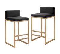 Juego De 2 Taburetes Bar Modernos De Terciopelo, Taburetes De Bar con Respaldo Bajo y Patas De Metal, Sillas De Comedor para Islas De Cocina, Bar Rústico (Altura del Asiento 45/55/65/75cm)