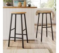 Juego de 2 taburetes con aspecto de madera, 63 cm, soporta hasta 150 kg por taburete