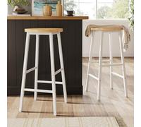 Juego de 2 taburetes con aspecto de madera, 63 cm, soporta hasta 150 kg por taburete