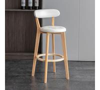 Juego de 2 taburetes de bar, asiento acolchado de piel sintética, patas de madera maciza, 28 pulgadas de altura, cómodo reposapiés, sillas elegantes para isla de cocina y comedor