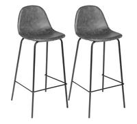 Juego de 2 taburetes de bar. color gris. fabricado en metal y poliuretano. dimensiones: l. 43 x p. 42 x h. 95 cm
