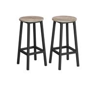 Juego de 2 Taburete de bar Sillas de Bar con Reposapiés Greige y Negro