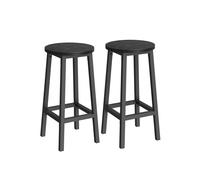 Juego de 2 Taburetes de Bar con Reposapiés Negro Ébano y Negro Clásico