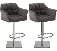 Juego de 2 taburetes de bar damaso con tapizado de tela gris titanio 45x64x88 cm
