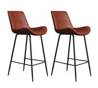 Juego de 2 taburetes de bar de 29,5 pulgadas, taburetes de altura de mostrador con respaldo, taburetes modernos de cuero de PU con pata de metal y reposapiés, sillas de comedor para cocinas de isla