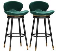 Juego de 2 taburetes de bar de metal verde con respaldo de mariposa, sillas de cocina giratorias con reposapiés redondo para comedor y recepción, 65 cm de altura