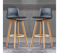 Juego de 2 taburetes de bar de piel sintética para isla de cocina, barra de desayuno, comedor giratorio ajustable con patas de madera
