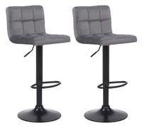 CLP Juego De 2 Taburetes De Bar Feni En Terciopelo con Respaldo I Set De 2 Sillas Altas con Base Metálica & Reposapiés, Color:Gris