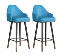 Juego de 2 taburetes de bar giratorios de cuero modernos con respaldo, sillas de isla de cocina para el hogar, bar y comedor, asientos elegantes y cómodos para entretener a los invitados