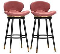 Juego de 2 taburetes de bar giratorios de metal rosa con respaldo de mariposa con reposapiés redondo de 65 cm de altura, elegantes asientos de comedor