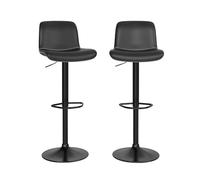 Juego de 2 taburetes de bar giratorios de piel sintética, sillas de bar modernas ajustables, taburetes de bar con respaldo para isla de cocina, color negro