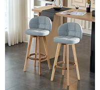 Juego de 2 taburetes de bar giratorios modernos de piel sintética con patas de madera, elegantes asientos de cocina para comedor o restaurante, cómodas sillas de bar.