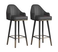 Juego de 2 taburetes de bar giratorios modernos de piel sintética con respaldo, elegantes sillas de isla de cocina para el hogar, bar y comedor, cómodos asientos de altura de mostrador para entrar