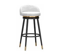 Juego de 2 taburetes de bar giratorios tapizados de terciopelo con respaldo bajo, marco de metal, ideal para cocina, isla, comedor, patio, color blanco, 1 unidad