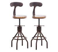 CLP Juego de 2 taburetes de Bar Hanam de Madera y Metal I Set de 2 sillas en Estilo Industrial giratorias & con Respaldo, Color:Bronce