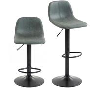 Juego de 2 taburetes de bar HOMCOM, taburetes giratorios modernos, sillas de bar ajustables en altura con reposapiés para isla de cocina y comedor, color verde.