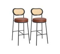 Juego de 2 Taburetes de Bar Marrón Caramelo