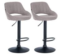 CLP Set De 2 Taburetes De Bar Milet En Tela I Juego De 2 Sillas Modernas De Altura Ajustables con Base Metálica, Color:Gris, Material del Soporte:Negro Mate Metal
