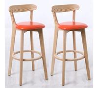 Juego de 2 taburetes de bar modernos de madera maciza con respaldo y reposapiés para isla de cocina y asiento de barra de desayuno