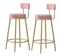 Juego de 2 taburetes de bar modernos de terciopelo con respaldo, asiento tapizado de tela, patas de metal dorado, elegantes sillas de cocina, muebles de comedor elegantes