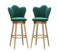 Juego de 2 taburetes de bar modernos de terciopelo de 25.6 pulgadas de alto respaldo para cocina, isla, comedor, patio, elegante asiento tapizado verde
